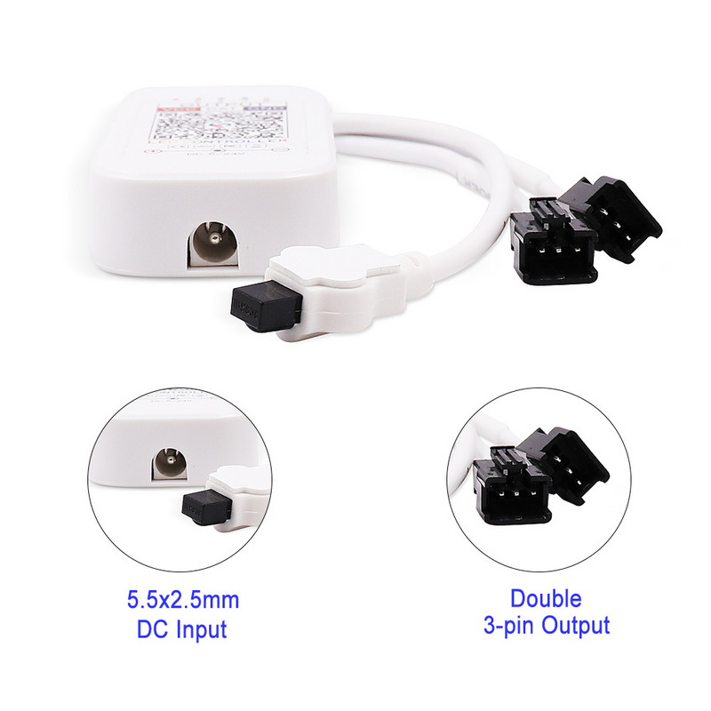 5V-24V RGB zenei dinamikus LED pixel vezérlő Bluetooth alkalmazás 24 gombos beépített mikrofon dimmer WS2812 WS2811 címezhető LED szalaghoz