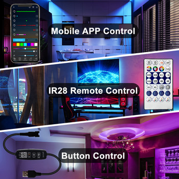 DC5-24V Ελεγκτής κουμπιού 28 πλήκτρων IR Remote Bluetooth Mic Music for 3Pin με δυνατότητα διευθυνσιοδότησης μεμονωμένα 5050 RGB Strip Light Panel