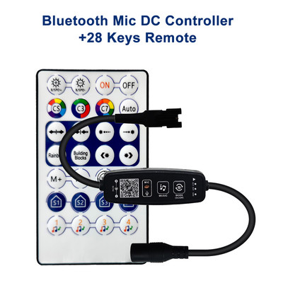 DC5-24V 28 gombos vezérlő infravörös távirányító Bluetooth mikrofon zene 3 tűs címzéshez, egyedileg címezhető 5050 RGB csíkos panel gyűrű