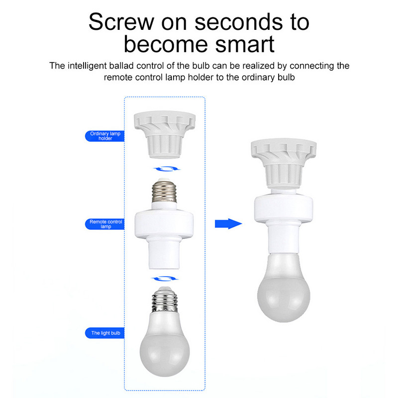 E27 vezeték nélküli távirányító lámpa talp BE/KI kapcsoló Aljzattartó 15M hatótávolságú RC Smart Device 110V 220V