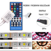 4 csatornás DC 12V - 24V RGBW LED vezérlő Dimmer 40 gombos 5 tűs IR távirányító SMD 5050 RGBW RGBWW LED szalaglámpához