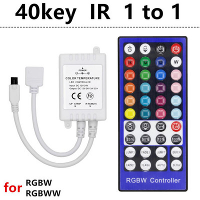4 csatornás DC 12V - 24V RGBW LED vezérlő Dimmer 40 gombos 5 tűs IR távirányító SMD 5050 RGBW RGBWW LED szalaglámpához