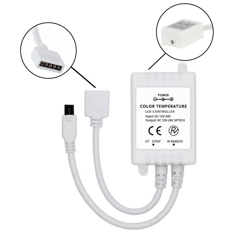 4 csatornás DC 12V - 24V RGBW LED vezérlő Dimmer 40 gombos 5 tűs IR távirányító SMD 5050 RGBW RGBWW LED szalaglámpához