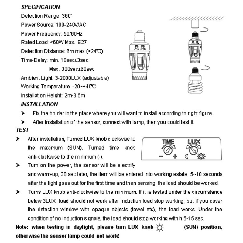 AC100-240V E27 lámpatartó aljzat PIR mozgásérzékelővel ampulla LED fénybázis intelligens villanykörte kapcsoló