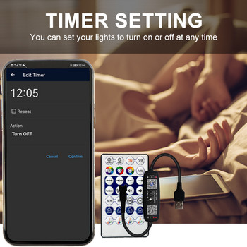 Ελεγκτής LED 28 πλήκτρων DC5-24V με τηλεχειριστήριο εφαρμογής Bluetooth μουσικής για Smart 5050 RGB με δυνατότητα ατομικής διεύθυνσης Strip Light 2048 pixel