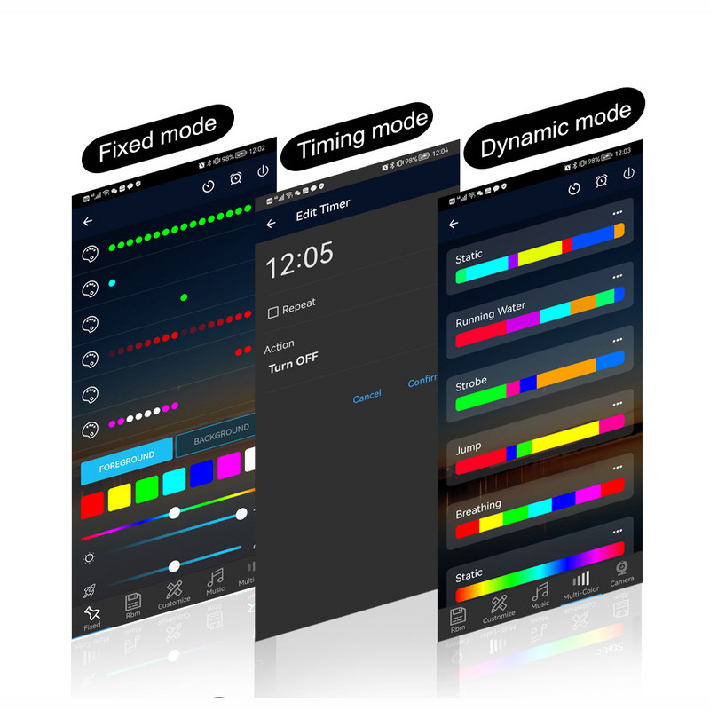 DC5-24V 28 gombos led vezérlő zenével Bluetooth alkalmazás távirányító Smart 5050 RGB egyedi címezhető szalagfényhez 2048 pixel