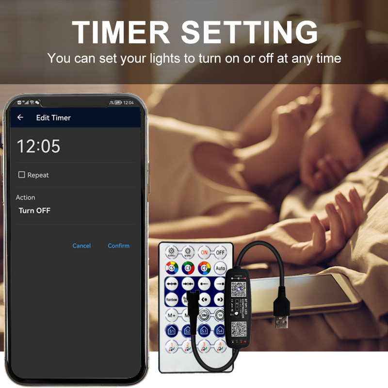 DC5-24V 28 gombos led vezérlő zenével Bluetooth alkalmazás távirányító Smart 5050 RGB egyedi címezhető szalagfényhez 2048 pixel