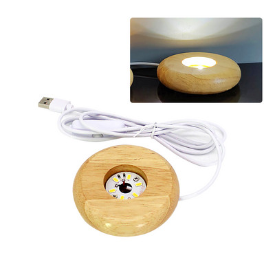 Fa világító talp USB újratölthető távirányító fa színes LED világító talp kijelző állvány lámpatartó műgyanta lakberendezés