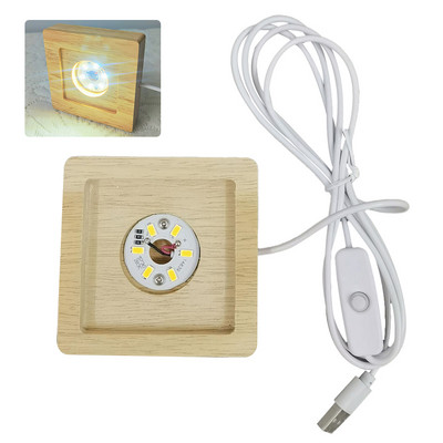 Fa világító talp USB újratölthető távirányító fa színes LED világító talp kijelző állvány lámpatartó műgyanta lakberendezés