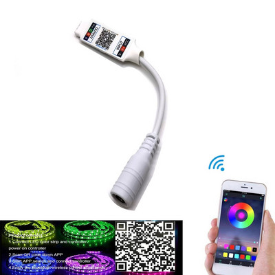 Mini RGB Bluetooth-kompatibilis vezérlő DC 5V 12V 24V Music BT Smart APP vezérlő Fénycsík vezérlés RGB LED szalaghoz
