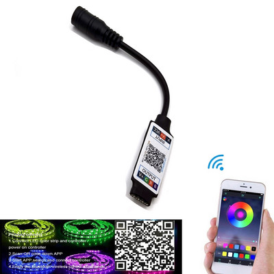 Mini RGB Bluetooth-kompatibilis vezérlő DC 5V 12V 24V Music BT Smart APP vezérlő Fénycsík vezérlés RGB LED szalaghoz