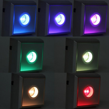 Τετράγωνο ασημί πλαστικό LED βάση λάμπας Πολύχρωμη βάση στήριξης φωτός Διακόσμηση τραπεζιού για κρυστάλλινο ακρυλικό άγαλμα Artware Jewelry Display