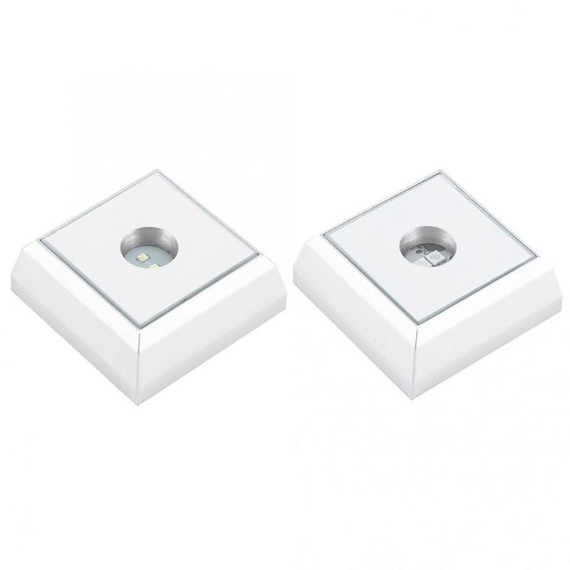 Négyzet alakú ezüst műanyag LED lámpatalp színes fényű állványtartó asztali dekoráció kristály akril szobor műtárgy ékszer kijelzőhöz