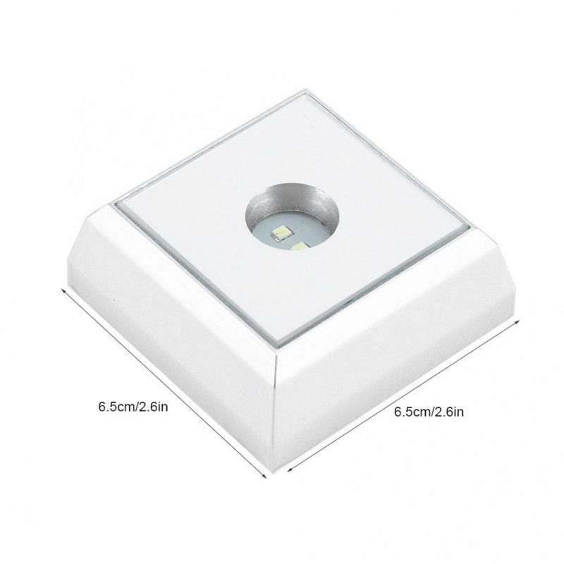Négyzet alakú ezüst műanyag LED lámpatalp színes fényű állványtartó asztali dekoráció kristály akril szobor műtárgy ékszer kijelzőhöz