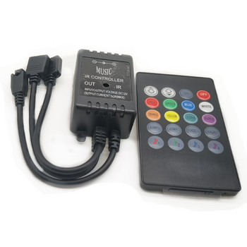 USB 20 πλήκτρα μουσικής Ελεγκτής υπερύθρων μαύρο Αισθητήρας ήχου τηλεχειρισμού για ταινία LED RGB υψηλής ποιότητας 5-24V