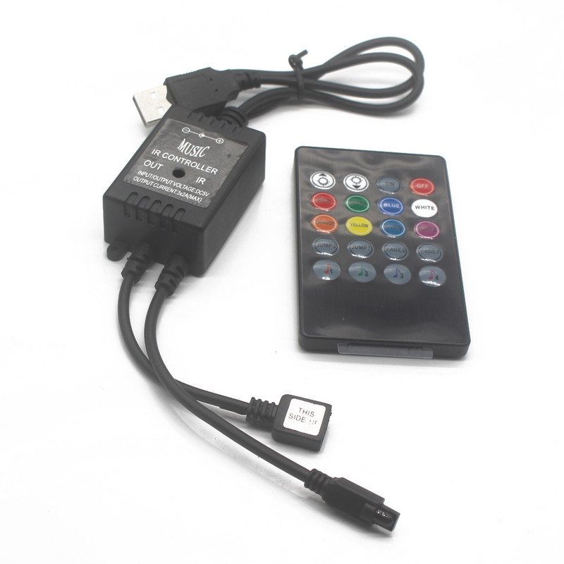 USB 20 muzikos mygtukai IR valdiklis juodas Nuotolinio garso jutiklis RGB LED juostai aukštos kokybės 5-24V