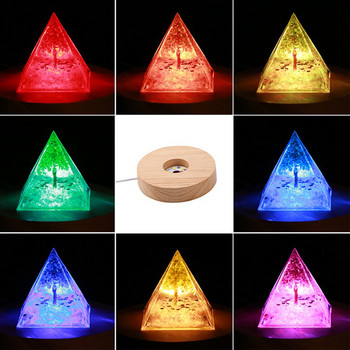 LED Light Base Στρογγυλή ξύλινη θήκη για Orgonite Pyramid Crystal Orgone Energy Generator Healing Reiki Chakra Διαλογισμός Στολίδι