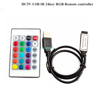 1 db DC5V USB LED RGB vezérlő Mini 3 gombos fényerőszabályzó IR 24 gombos RF 17 gombos Bluetooth vezeték nélküli távirányító 5 V RGB LED szalaghoz