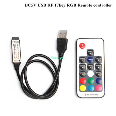 1 db DC5V USB LED RGB vezérlő Mini 3 gombos fényerőszabályzó IR 24 gombos RF 17 gombos Bluetooth vezeték nélküli távirányító 5 V RGB LED szalaghoz