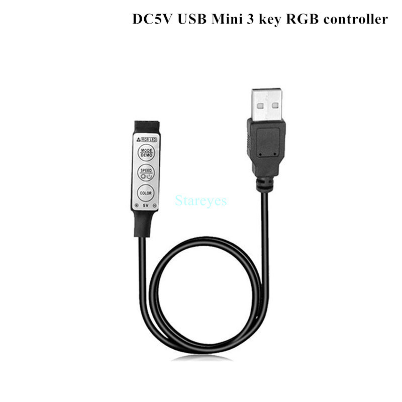 1 db DC5V USB LED RGB vezérlő Mini 3 gombos fényerőszabályzó IR 24 gombos RF 17 gombos Bluetooth vezeték nélküli távirányító 5 V RGB LED szalaghoz