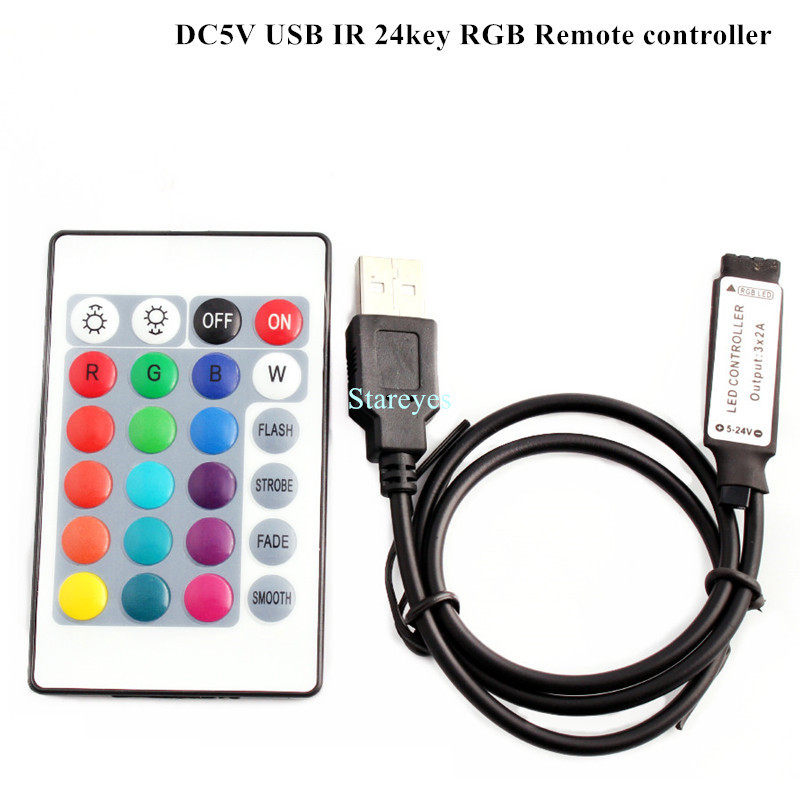 1 db DC5V USB LED RGB vezérlő Mini 3 gombos fényerőszabályzó IR 24 gombos RF 17 gombos Bluetooth vezeték nélküli távirányító 5 V RGB LED szalaghoz