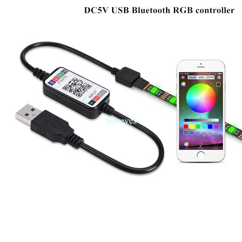 1 db DC5V USB LED RGB vezérlő Mini 3 gombos fényerőszabályzó IR 24 gombos RF 17 gombos Bluetooth vezeték nélküli távirányító 5 V RGB LED szalaghoz