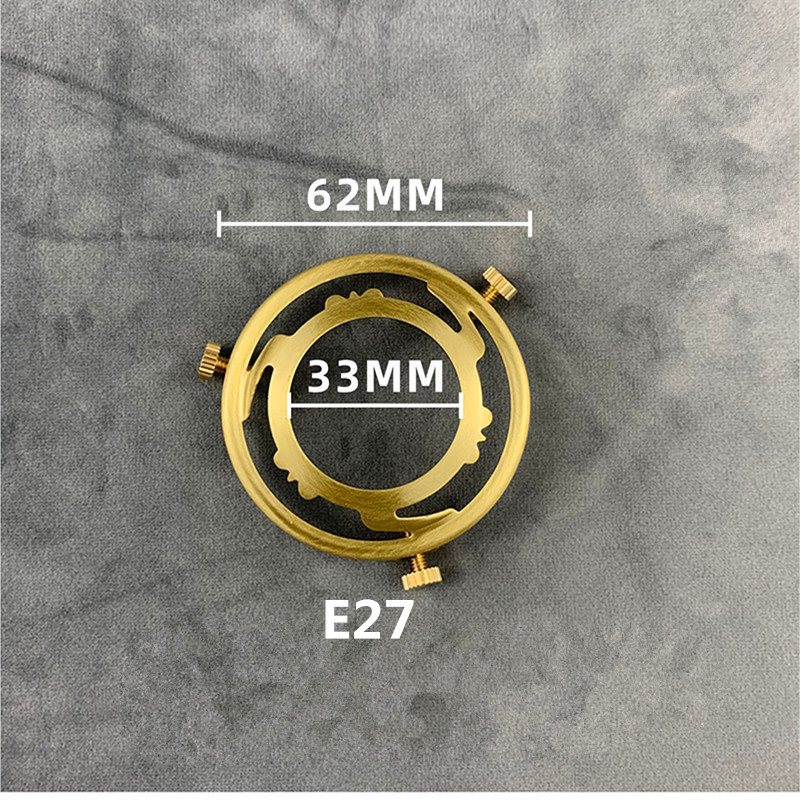 100% sárgaréz háromlyukú gyűrű E27 E14 csavaros lámpaernyő fix gyűrűs tartó ernyő és aljzatcsatlakozó fix réz lámpatartozékok