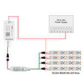 Mini jelerősítő átjátszó 3/4/8 fej WS2812B WS2811 16703 SK6812 3 Pin RGBIC címezhető LED szalagos sztring modulhoz 5-24V