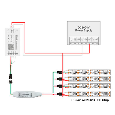 Mini signalo stiprintuvo kartotuvas 3/4/8 galvutė, skirta WS2812B WS2811 16703 SK6812 3Pin RGBIC Adresuojamas LED juostelės stygos modulis 5-24V