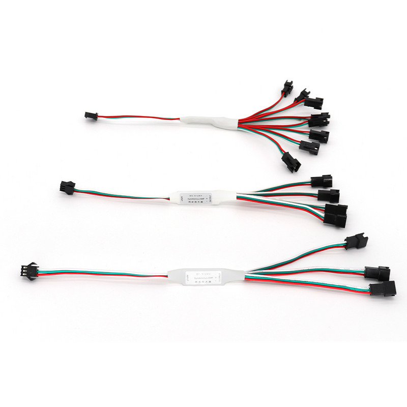 Mini jelerősítő átjátszó 3/4/8 fej WS2812B WS2811 16703 SK6812 3 Pin RGBIC címezhető LED szalagos sztring modulhoz 5-24V