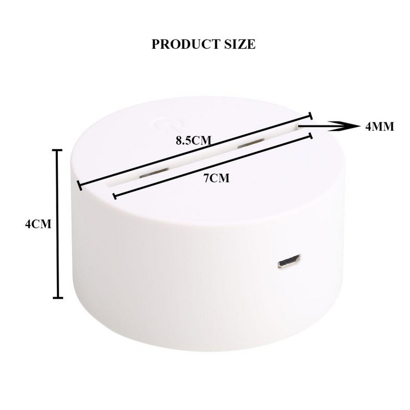 Akril 3D LED lámpatalp asztali éjszakai fény alap LED 7 színbeállító ABS USB távirányító világítási kiegészítők tömeges nagykereskedelem