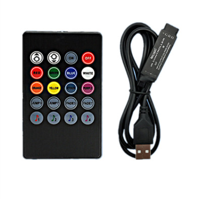 USB 20 zenei gombok IR vezérlő fekete Távhang érzékelő RGB LED szalaghoz kiváló minőségű 5-24V