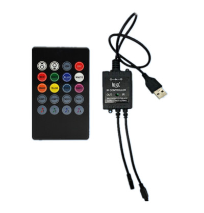 USB 20 zenei gombok IR vezérlő fekete Távhang érzékelő RGB LED szalaghoz kiváló minőségű 5-24V