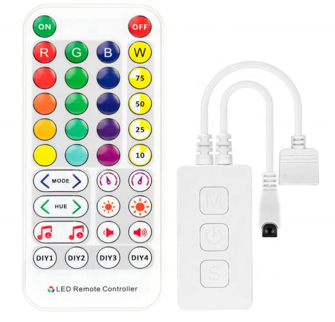 Bluetooth RGB RGBW LED vezérlő SP613E SP614E SP623E SP624E DC5-24V Mini 38 gombos IR távirányító zene MIC időzítő LED szalagvezérlő