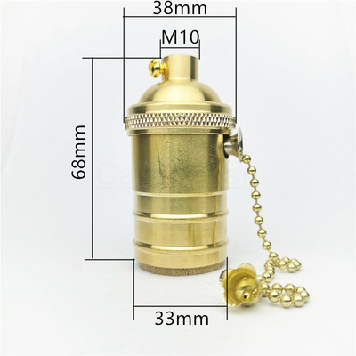 Sárgaréz 100% réz lámpatartó elektromos lámpaaljzat gomb vagy lánckapcsoló és menetes csavaros árnyékoló gyűrű szerelő barkács világítási alap