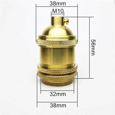 Sárgaréz 100% réz lámpatartó elektromos lámpaaljzat gomb vagy lánckapcsoló és menetes csavaros árnyékoló gyűrű szerelő barkács világítási alap
