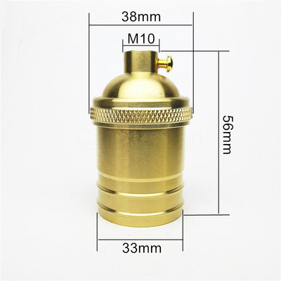 Sárgaréz 100% réz lámpatartó elektromos lámpaaljzat gomb vagy lánckapcsoló és menetes csavaros árnyékoló gyűrű szerelő barkács világítási alap