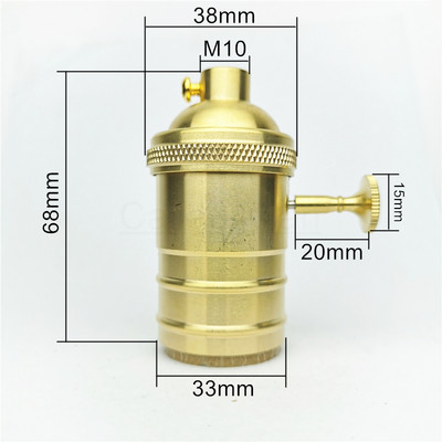 Sárgaréz 100% réz lámpatartó elektromos lámpaaljzat gomb vagy lánckapcsoló és menetes csavaros árnyékoló gyűrű szerelő barkács világítási alap