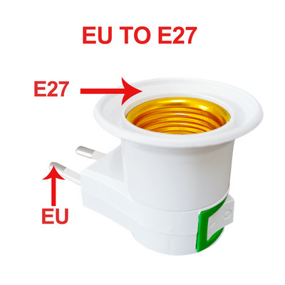 GU10 E14 E27 B22 LED lámpa Aljzat Alap típusa AC táphoz US EU Dugós lámpa Tartó Izzó adapter Átalakító BE KI gomb kapcsoló