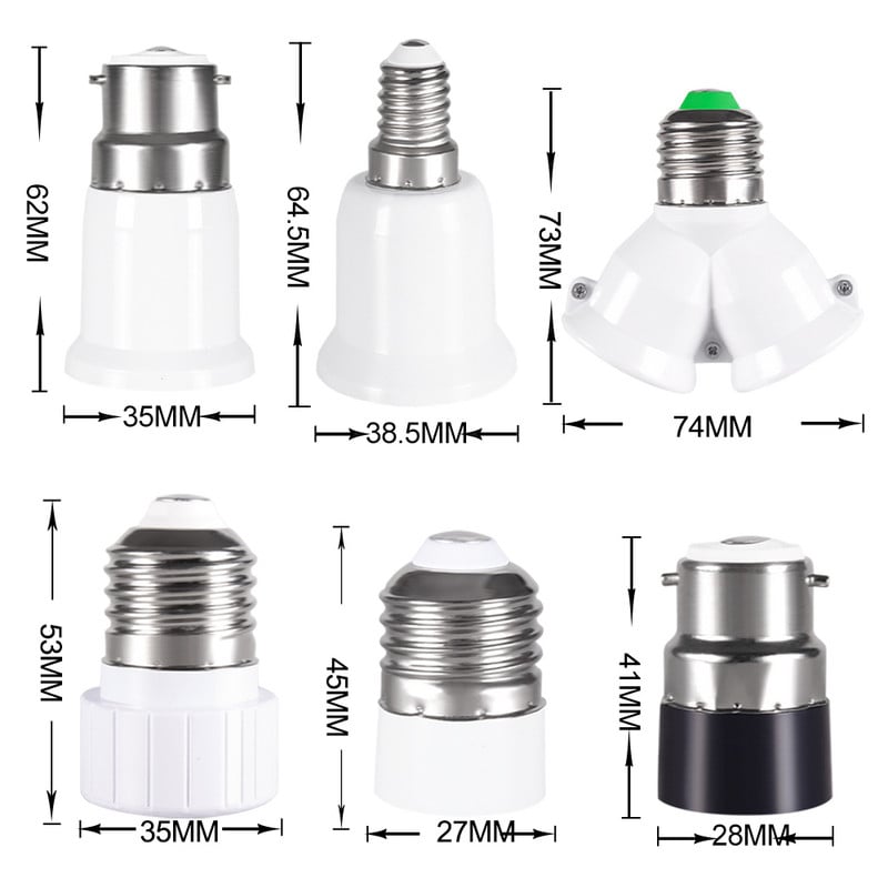 GU10 E14 E27 B22 LED lámpa Aljzat Alap típusa AC táphoz US EU Dugós lámpa Tartó Izzó adapter Átalakító BE KI gomb kapcsoló