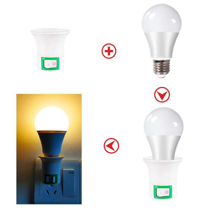 GU10 E14 E27 B22 LED lámpa Aljzat Alap típusa AC táphoz US EU Dugós lámpa Tartó Izzó adapter Átalakító BE KI gomb kapcsoló