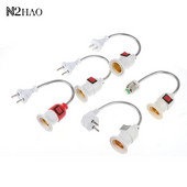 EU Plug rozsdamentes acél E27 lámpatalp konverziós LED lámpa fali rugalmas lámpatartó átalakító kapcsolóval LED fej izzó foglalattal