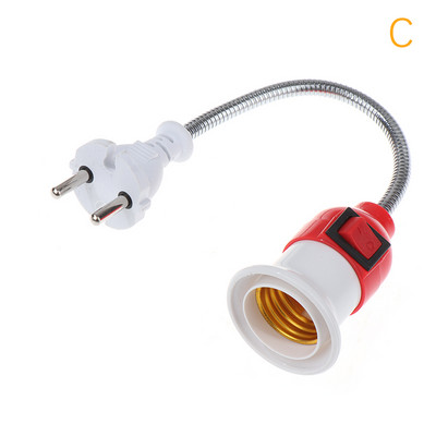 EU Plug rozsdamentes acél E27 lámpatalp konverziós LED lámpa fali rugalmas lámpatartó átalakító kapcsolóval LED fej izzó foglalattal