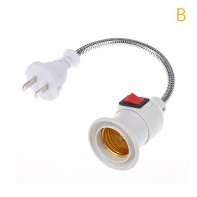 EU Plug rozsdamentes acél E27 lámpatalp konverziós LED lámpa fali rugalmas lámpatartó átalakító kapcsolóval LED fej izzó foglalattal