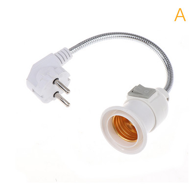 EU Plug rozsdamentes acél E27 lámpatalp konverziós LED lámpa fali rugalmas lámpatartó átalakító kapcsolóval LED fej izzó foglalattal