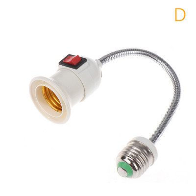EU Plug rozsdamentes acél E27 lámpatalp konverziós LED lámpa fali rugalmas lámpatartó átalakító kapcsolóval LED fej izzó foglalattal