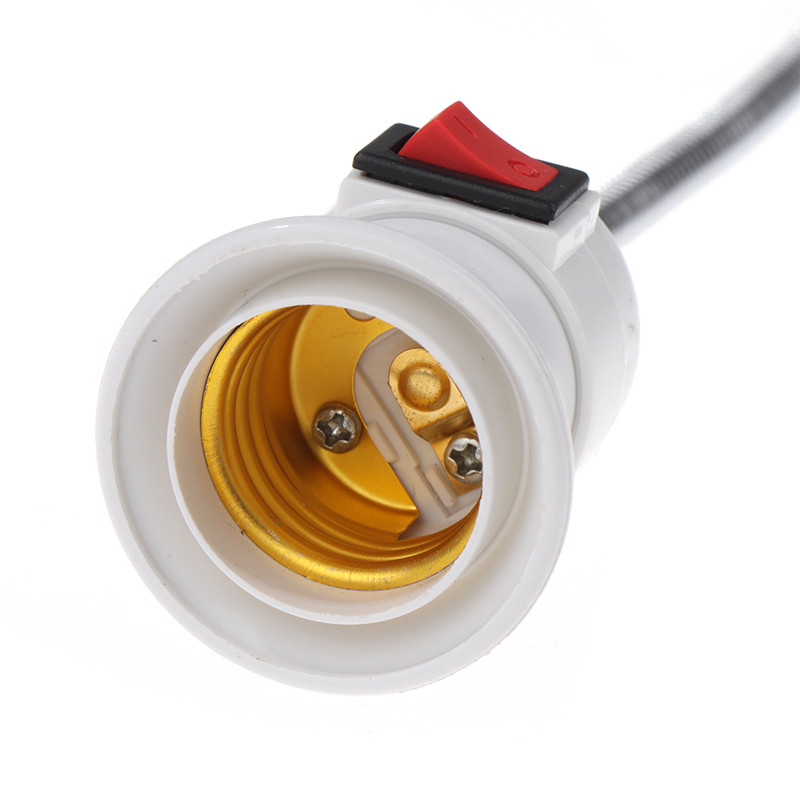 EU Plug rozsdamentes acél E27 lámpatalp konverziós LED lámpa fali rugalmas lámpatartó átalakító kapcsolóval LED fej izzó foglalattal