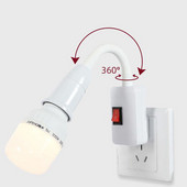 E27 LED izzó foglalatú lámpa aljzat tartó adapter átalakító EU dugós energiatakarékos lámpa hálószoba ágy mellé kapcsolóval