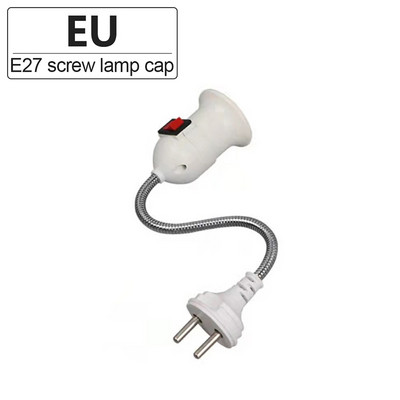 E27 LED izzó foglalatú lámpa aljzat tartó adapter átalakító EU dugós energiatakarékos lámpa hálószoba ágy mellé kapcsolóval