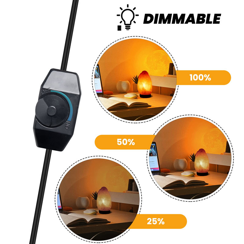 Lámpatalp 1,8 m E14 tartó tápkábel kábel T20 led izzóval Elektromos teljesítmény dimmer kapcsolókábel Himalája sólámpához EU csatlakozó